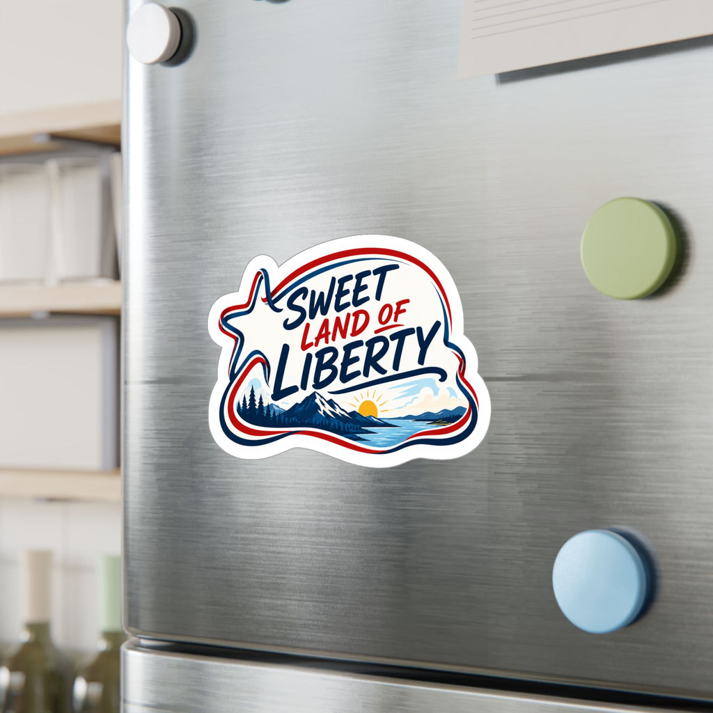 Sweet Land of Liberty Sunset Vinyl Sticker — Patriotic Kiss-Cut Decal