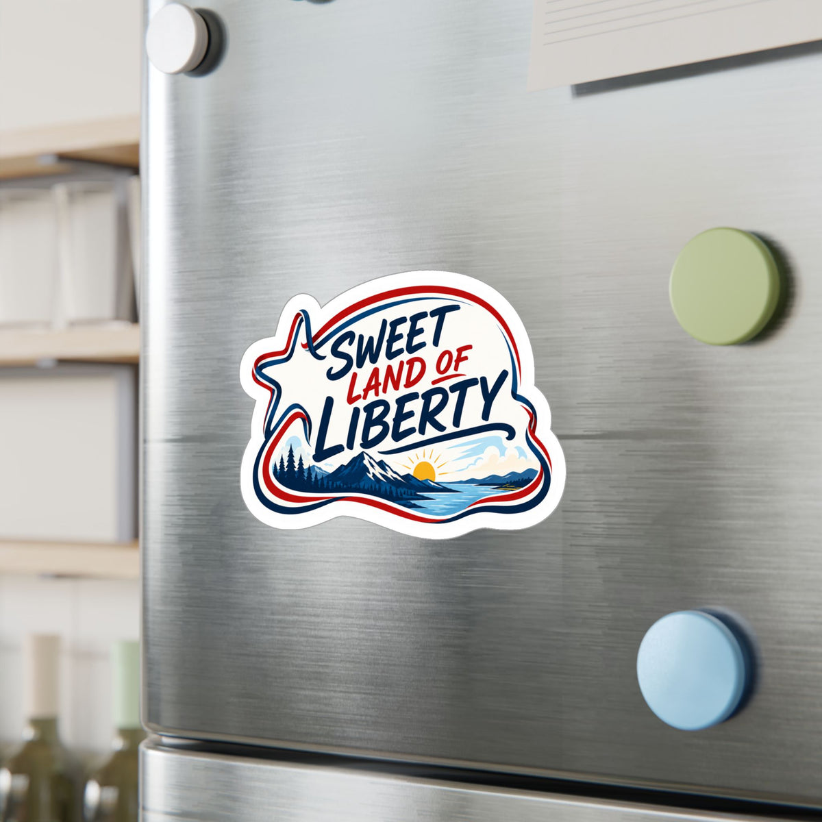 Sweet Land of Liberty Sunset Vinyl Sticker — Patriotic Kiss-Cut Decal