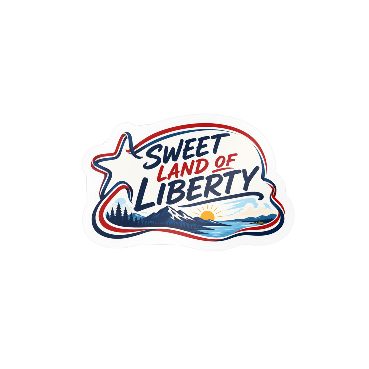 Sweet Land of Liberty Sunset Vinyl Sticker — Patriotic Kiss-Cut Decal