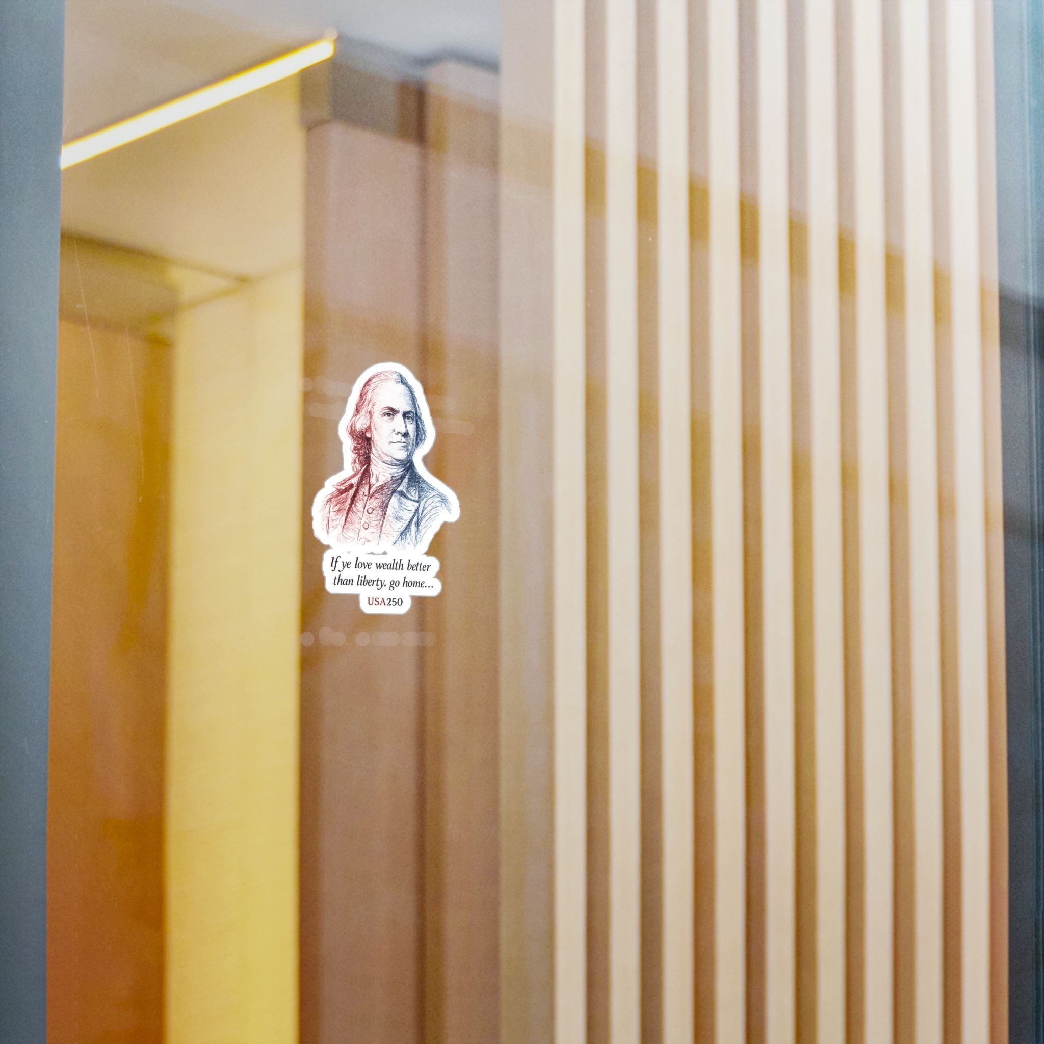 Kiss-Cut Vinyl Sticker — Samuel Adams Portrait with Quote “If you love wealth better than liberty, go home…”