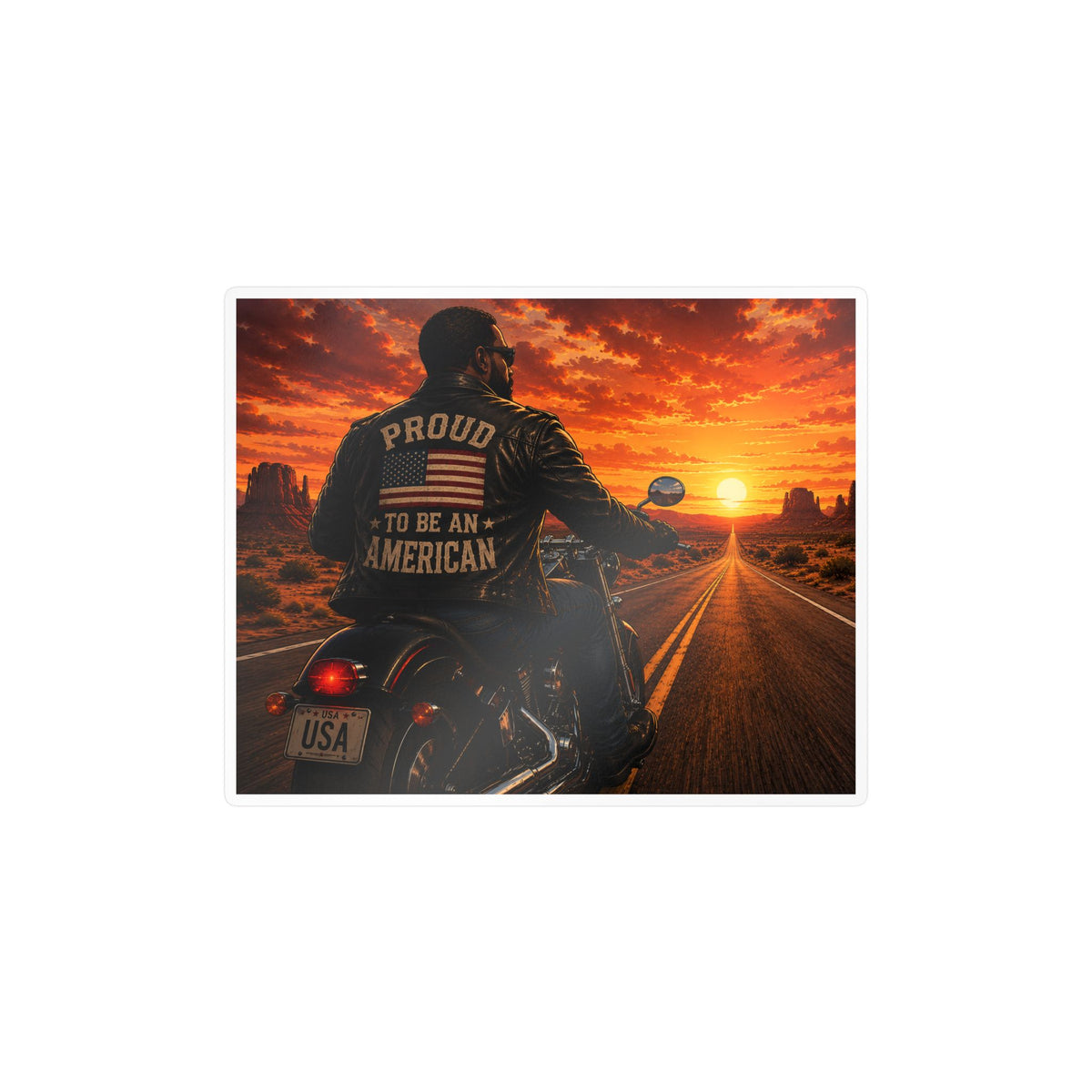 'Proud To Be An American' Biker Vinyl Sticker — Kiss-Cut Decal