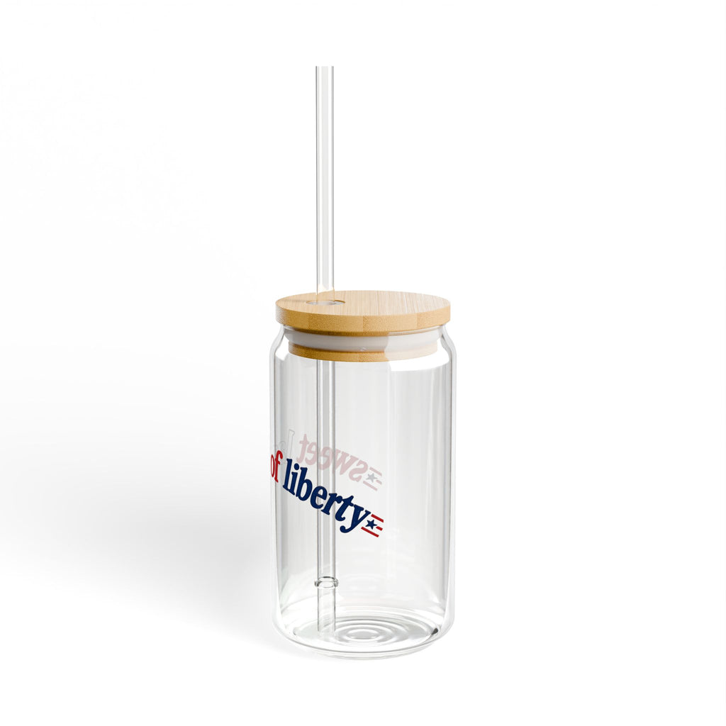 16oz Sipper Glass - 'Sweet Land of Liberty' Patriotic Straw Tumbler