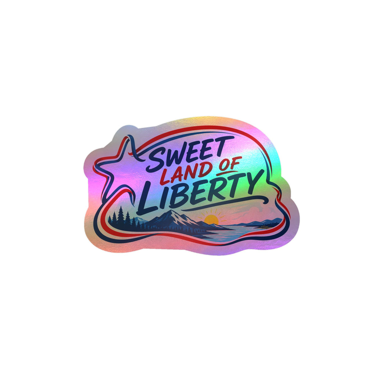Sweet Land of Liberty Sunset Vinyl Sticker — Patriotic Kiss-Cut Decal