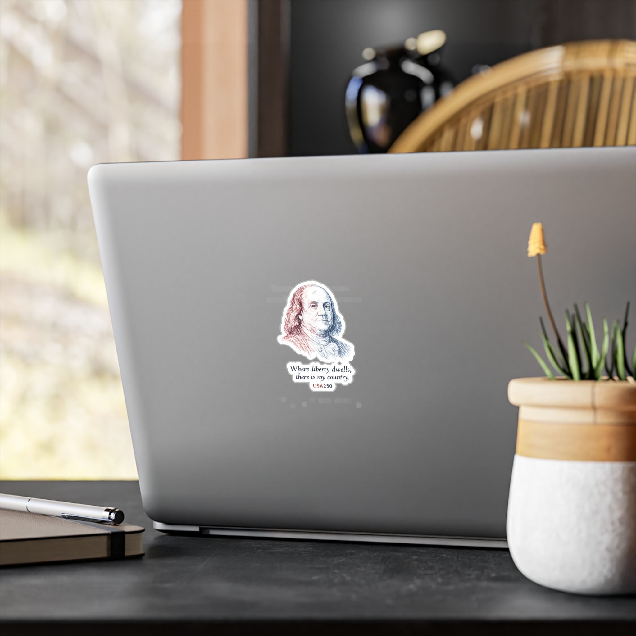 Benjamin Franklin Liberty Quote Sticker — Kiss-Cut Vinyl Decal, USA250 Patriotic Laptop/Window Decal