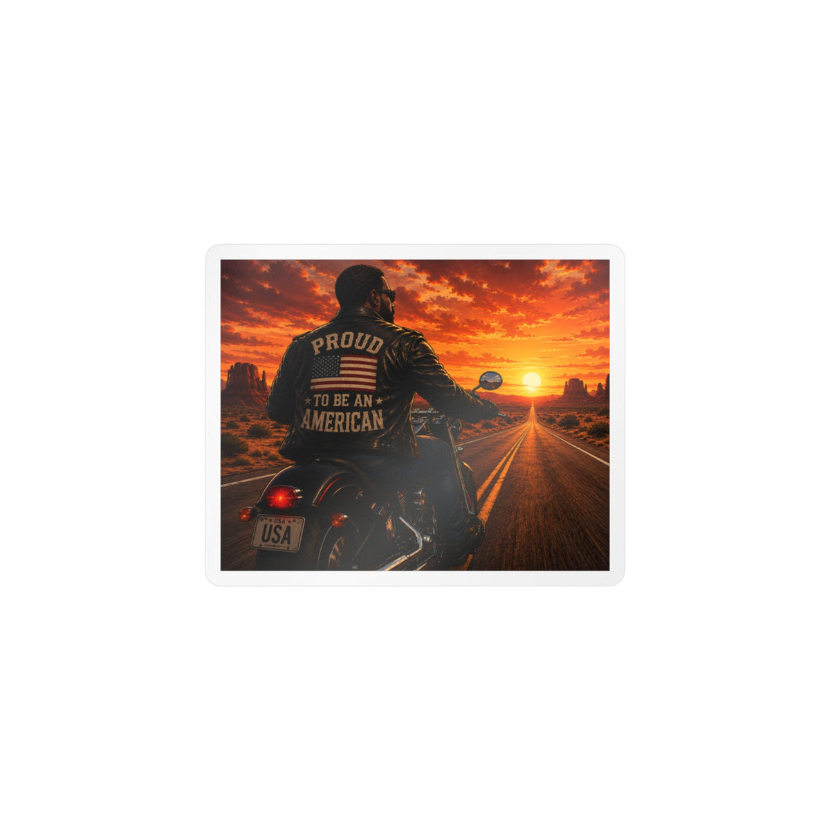 'Proud To Be An American' Biker Vinyl Sticker — Kiss-Cut Decal