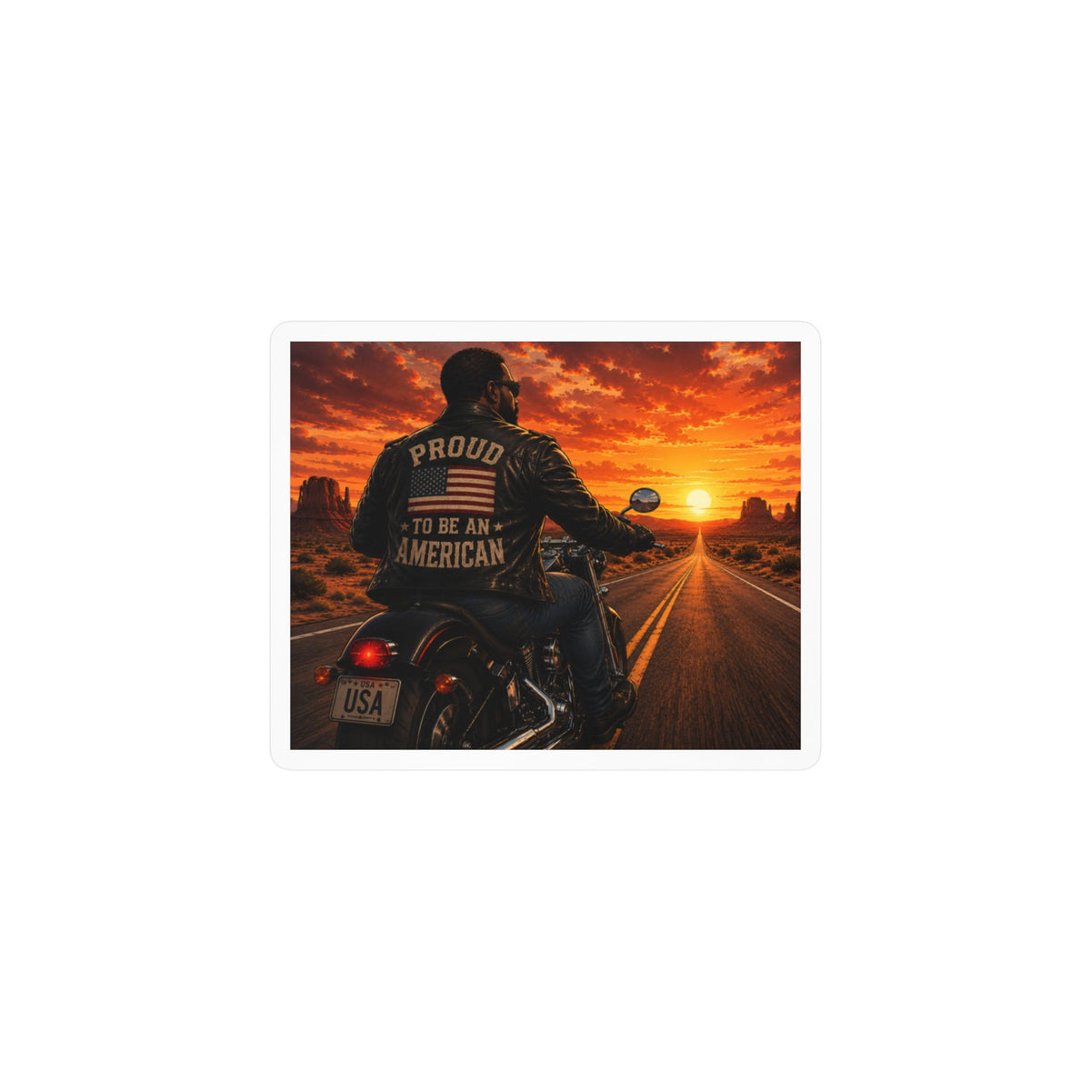 'Proud To Be An American' Biker Vinyl Sticker — Kiss-Cut Decal
