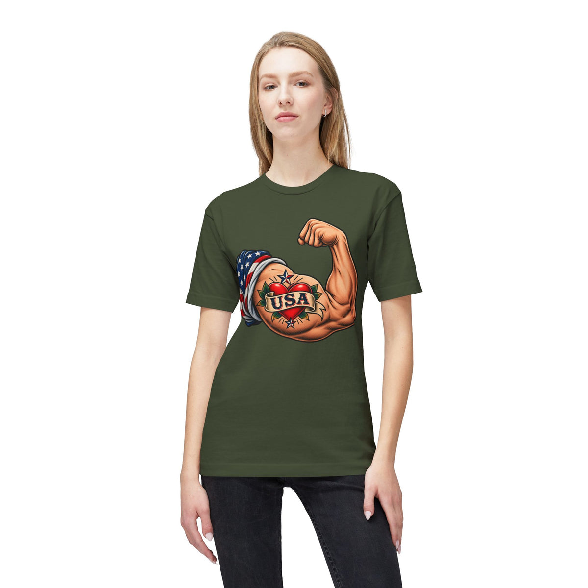 USA Tattoo On Flexed Muscle T-Shirt