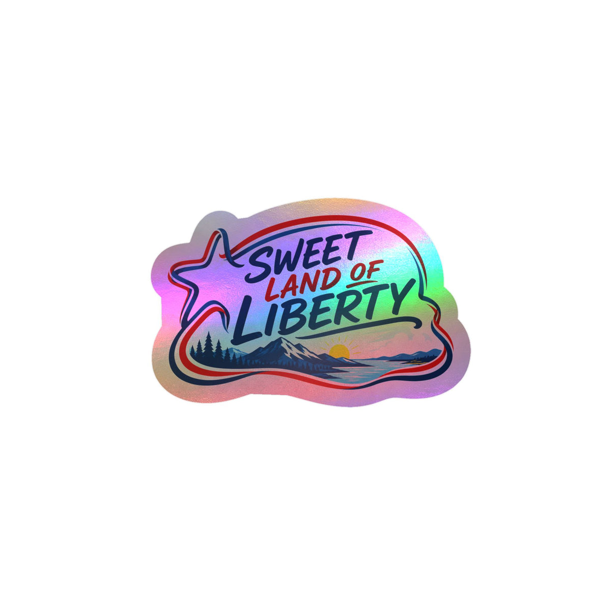 Sweet Land of Liberty Sunset Vinyl Sticker — Patriotic Kiss-Cut Decal