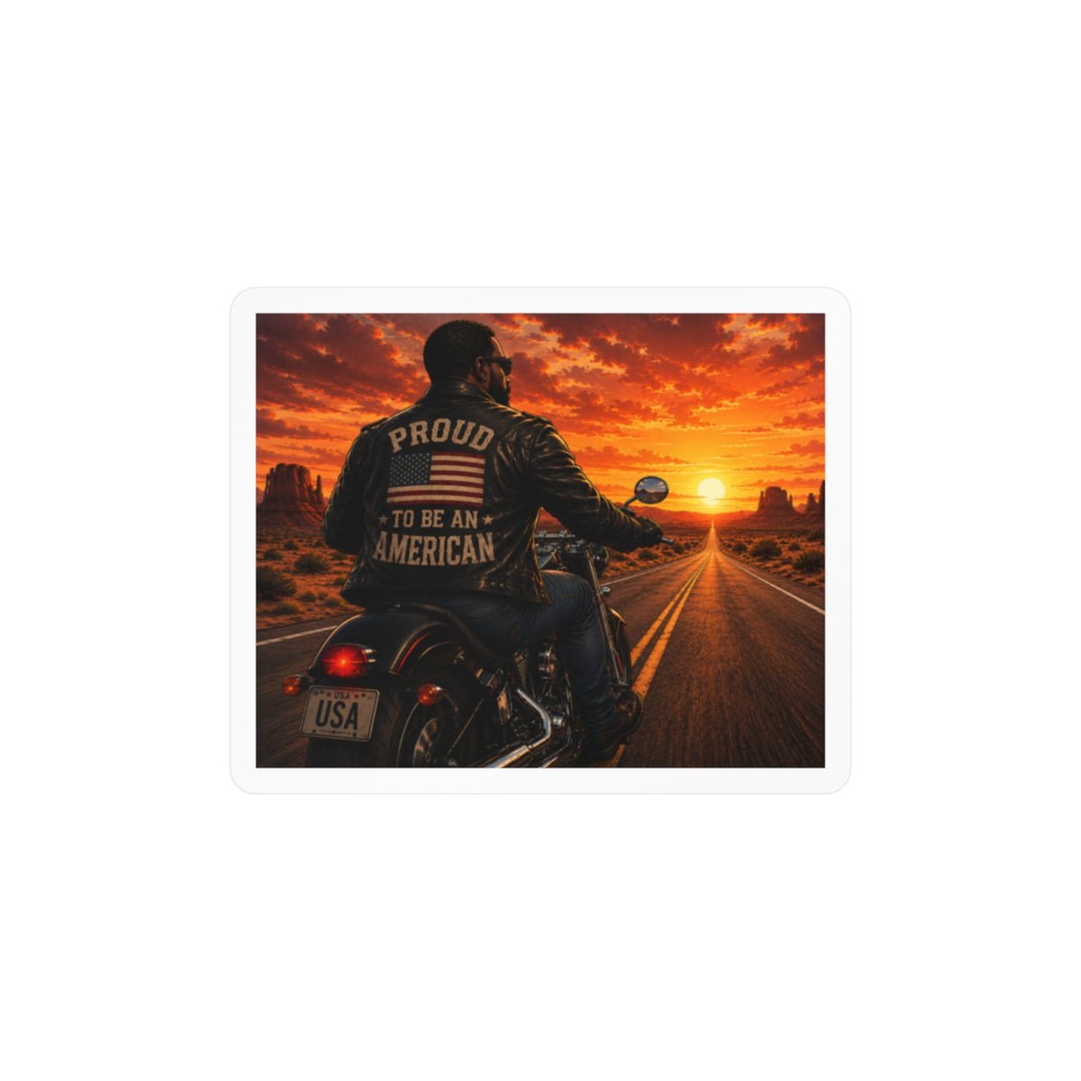 'Proud To Be An American' Biker Vinyl Sticker — Kiss-Cut Decal