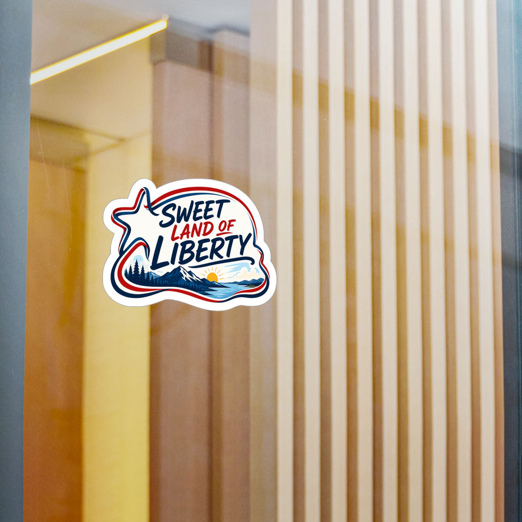 Sweet Land of Liberty Sunset Vinyl Sticker — Patriotic Kiss-Cut Decal