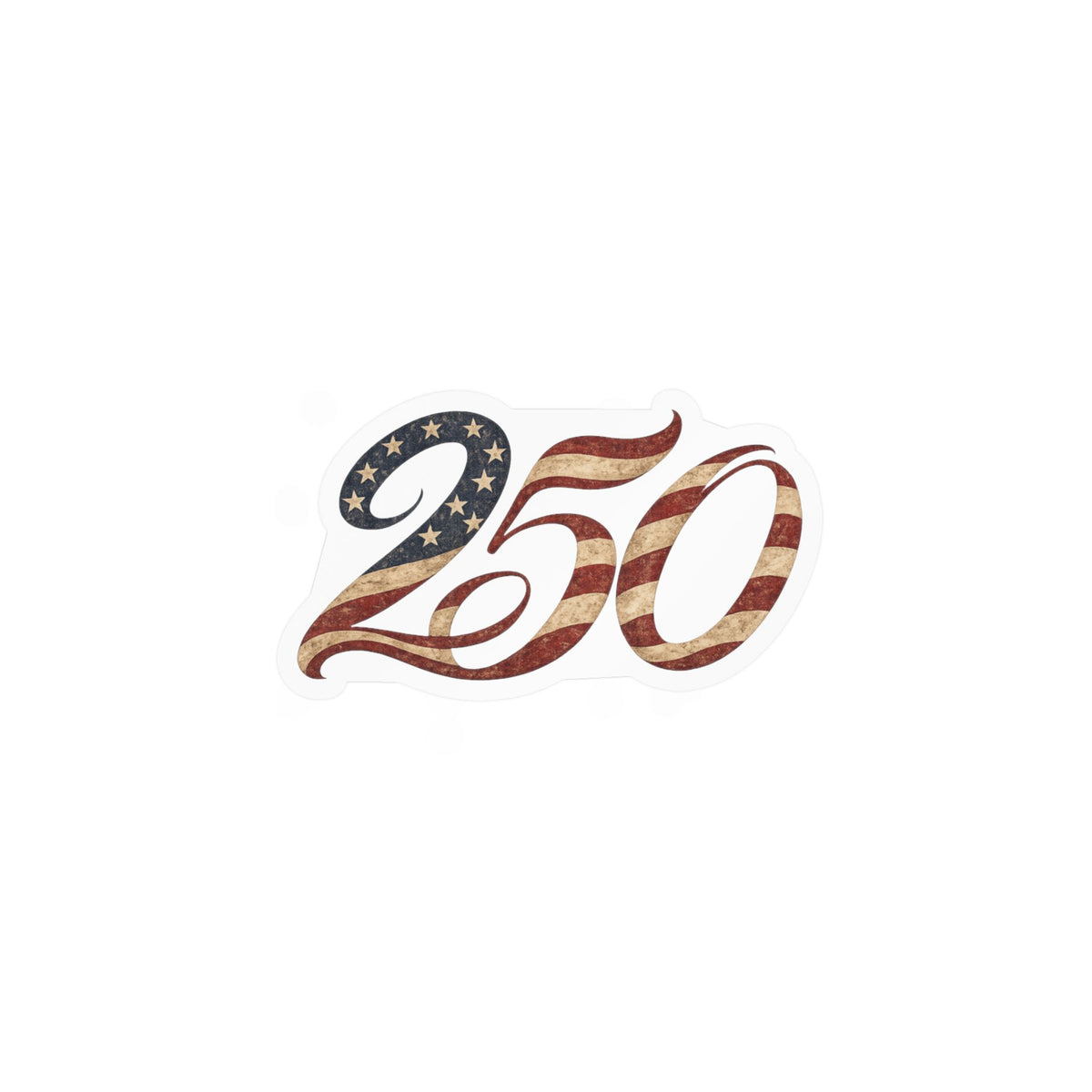 America's 250th Birthday Flag Vinyl Decal — Patriotic Kiss-Cut Sticker for Laptops, Water Bottles and More