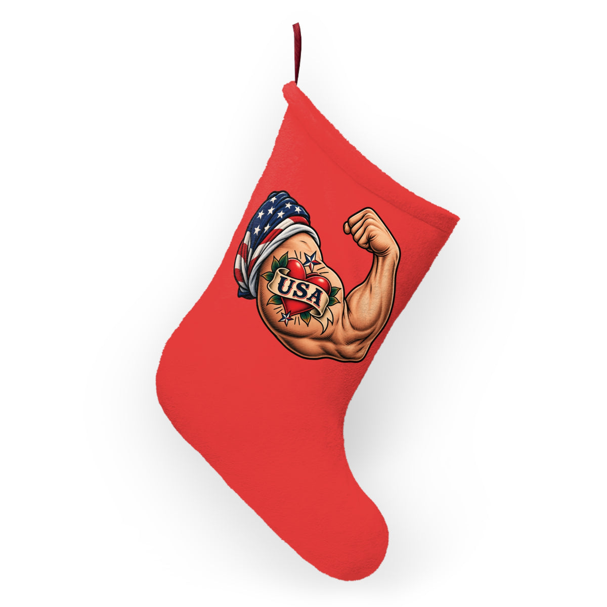 USA Tattoo Muscle Arm Christmas Stocking