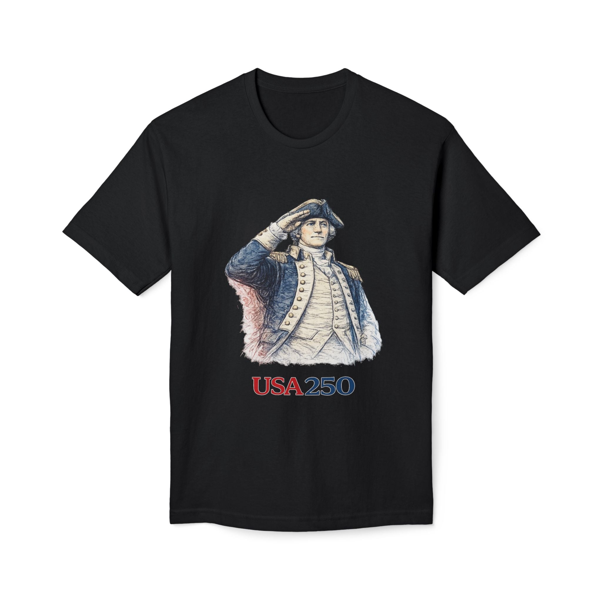 USA 250 Patriotic T-Shirt — Colonial Soldier Salute
