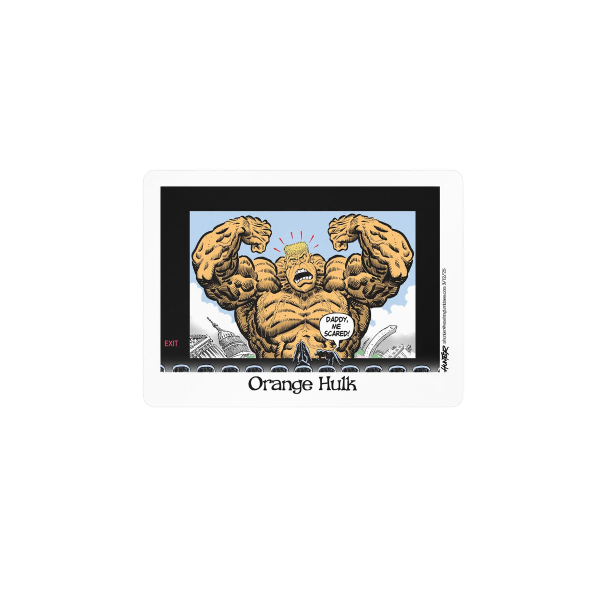 "Orange Hulk" Sticker (Kiss-Cut) - Alexander Hunter Political Cartoon (Washington Times) Vinyl Decal
