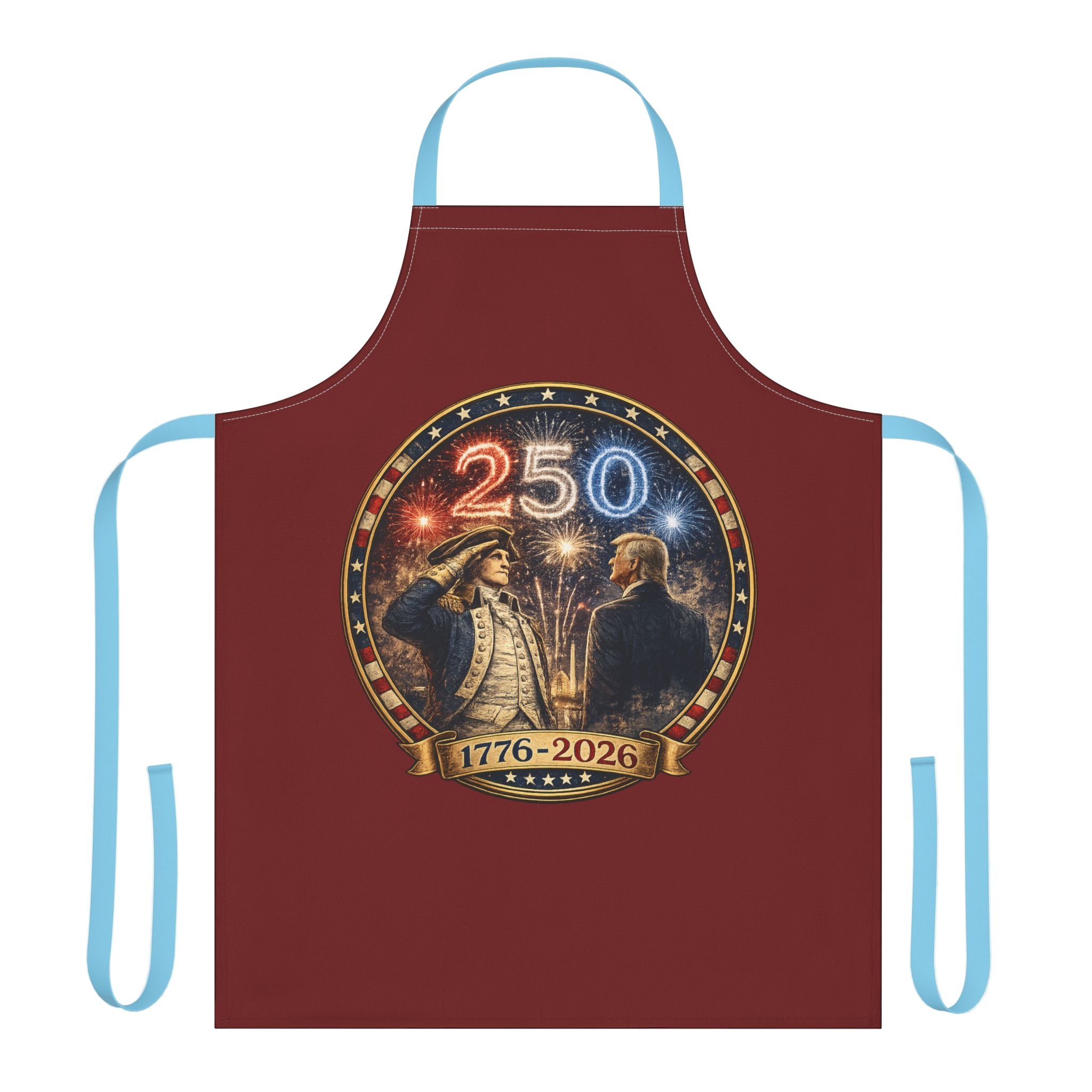 250th Anniversary Apron — 1776–2026 Patriotic Fireworks Kitchen Apron