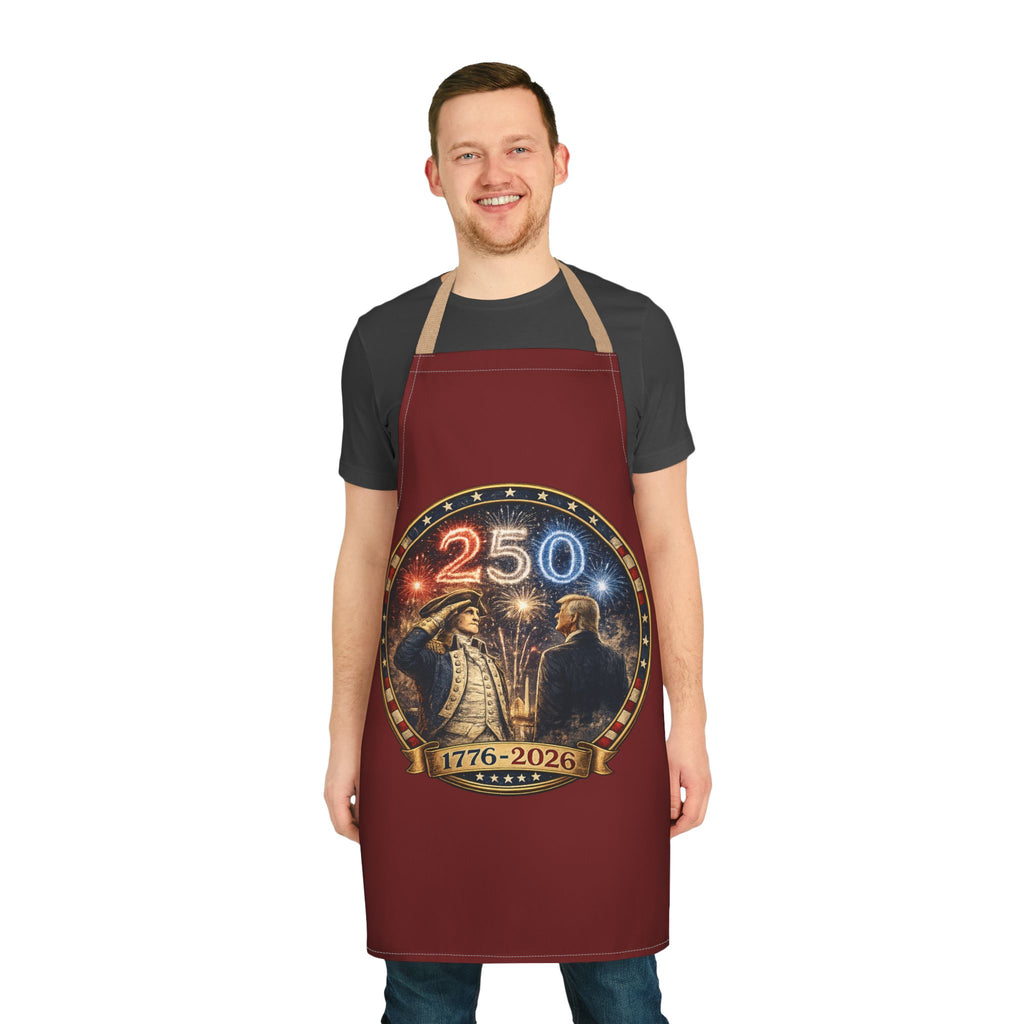 250th Anniversary Apron — 1776–2026 Patriotic Fireworks Kitchen Apron