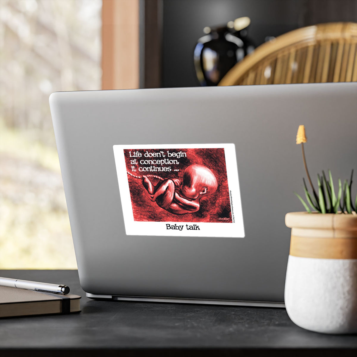 Pro-Life Political Cartoon Kiss-Cut Vinyl Decal – Alexander Hunter (The Washington Times)