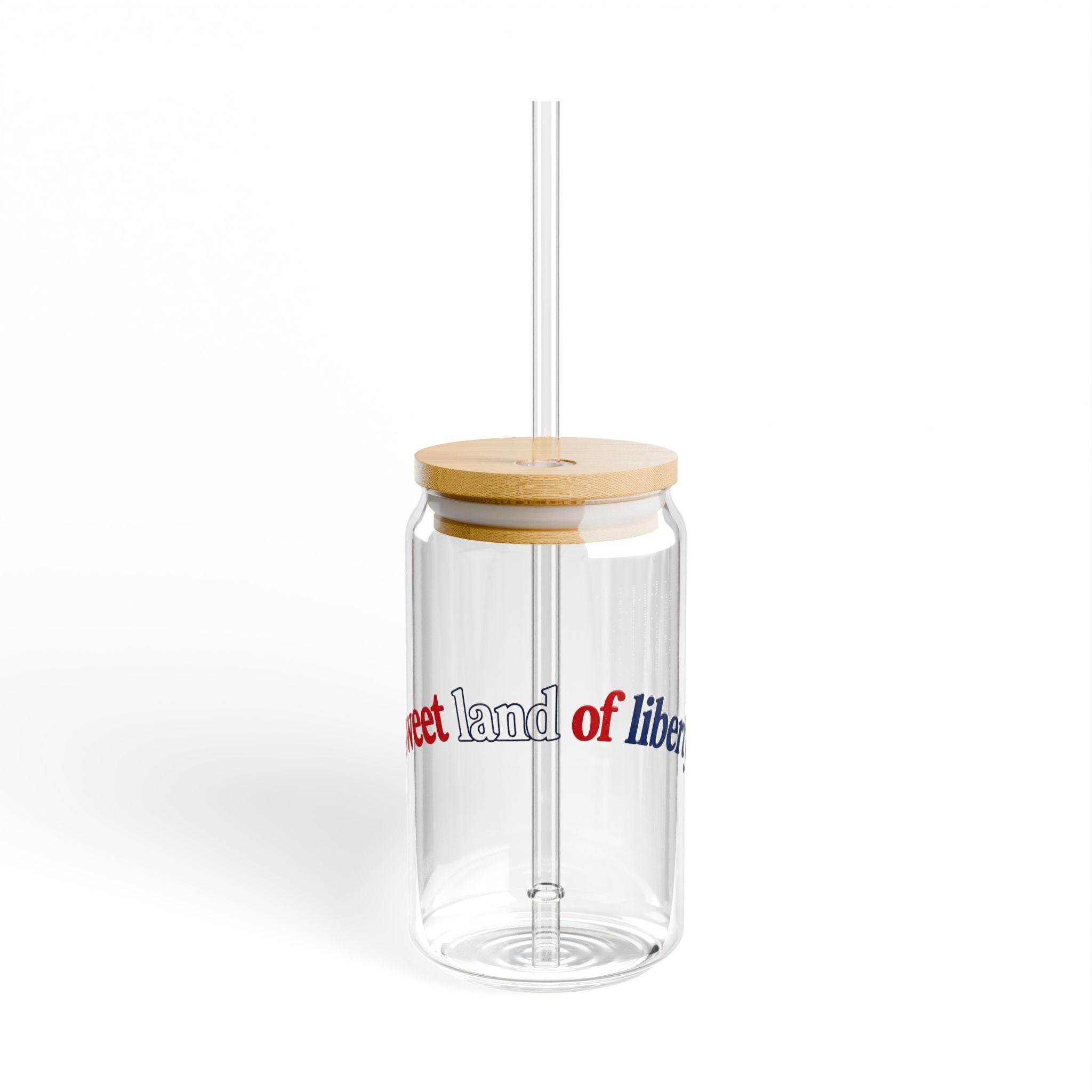 16oz Sipper Glass - 'Sweet Land of Liberty' Patriotic Straw Tumbler