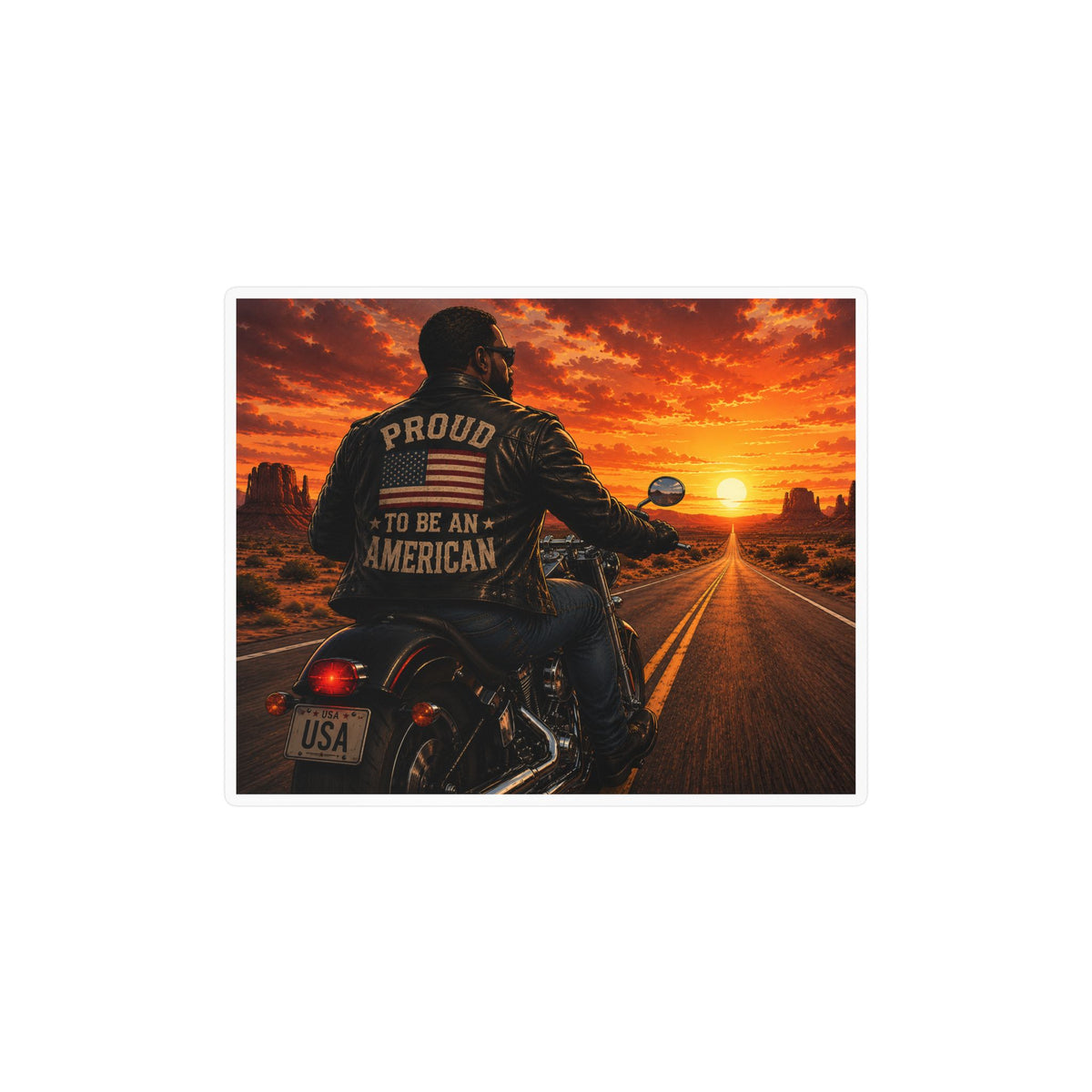 'Proud To Be An American' Biker Vinyl Sticker — Kiss-Cut Decal