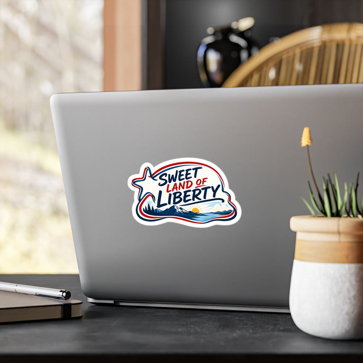 Sweet Land of Liberty Sunset Vinyl Sticker — Patriotic Kiss-Cut Decal