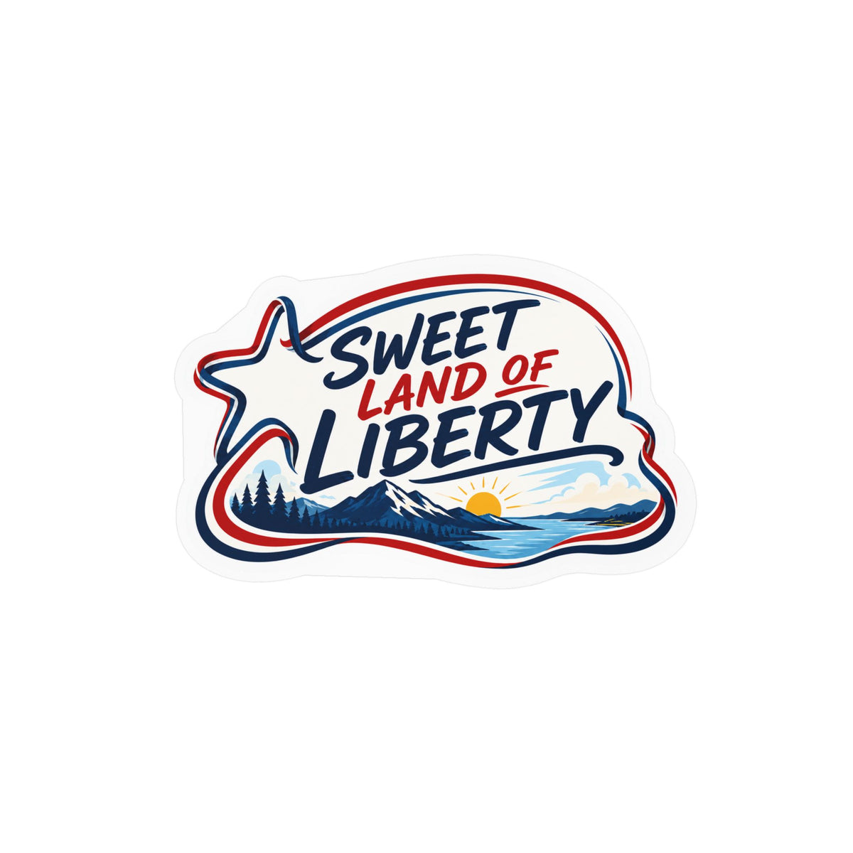 Sweet Land of Liberty Sunset Vinyl Sticker — Patriotic Kiss-Cut Decal