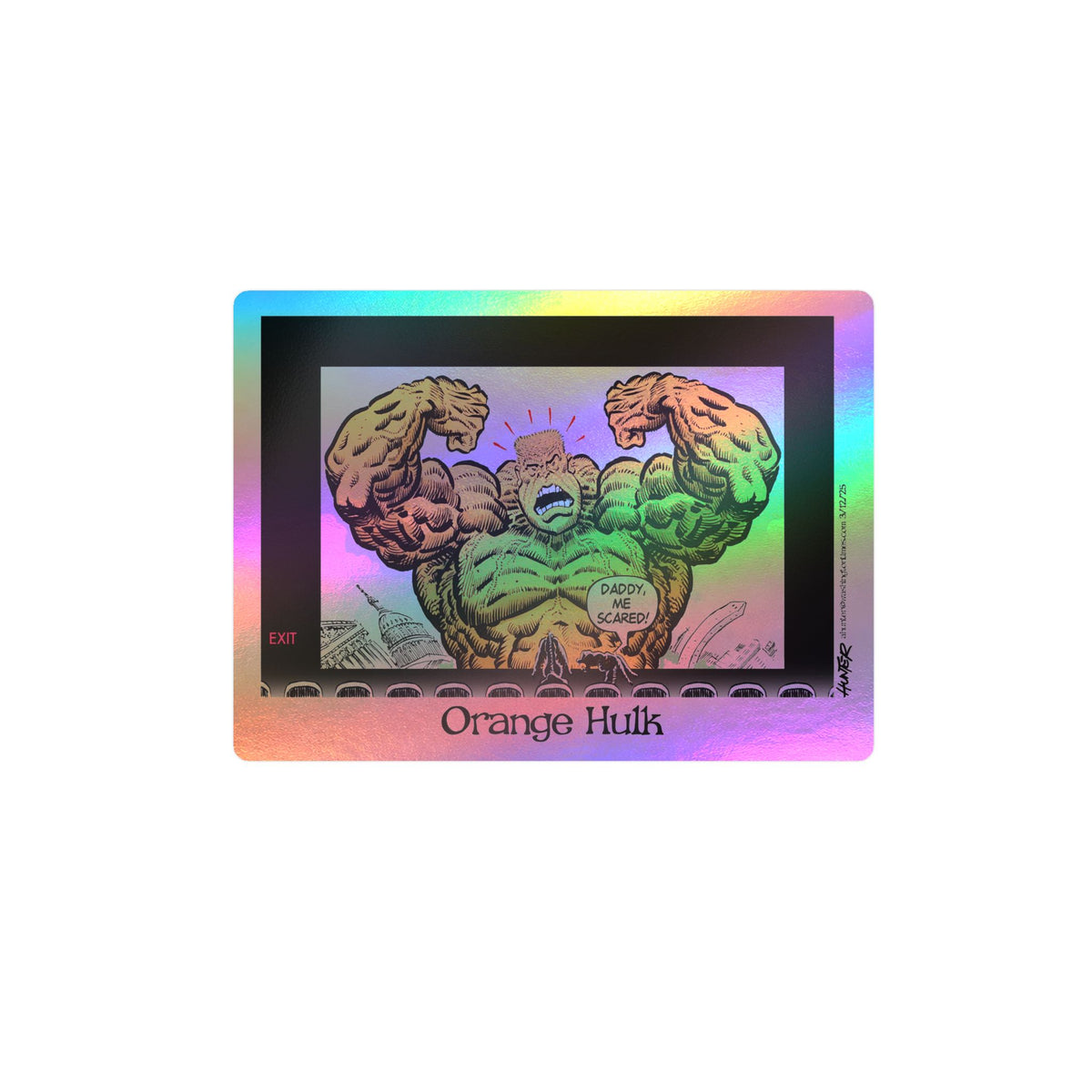 "Orange Hulk" Sticker (Kiss-Cut) - Alexander Hunter Political Cartoon (Washington Times) Vinyl Decal