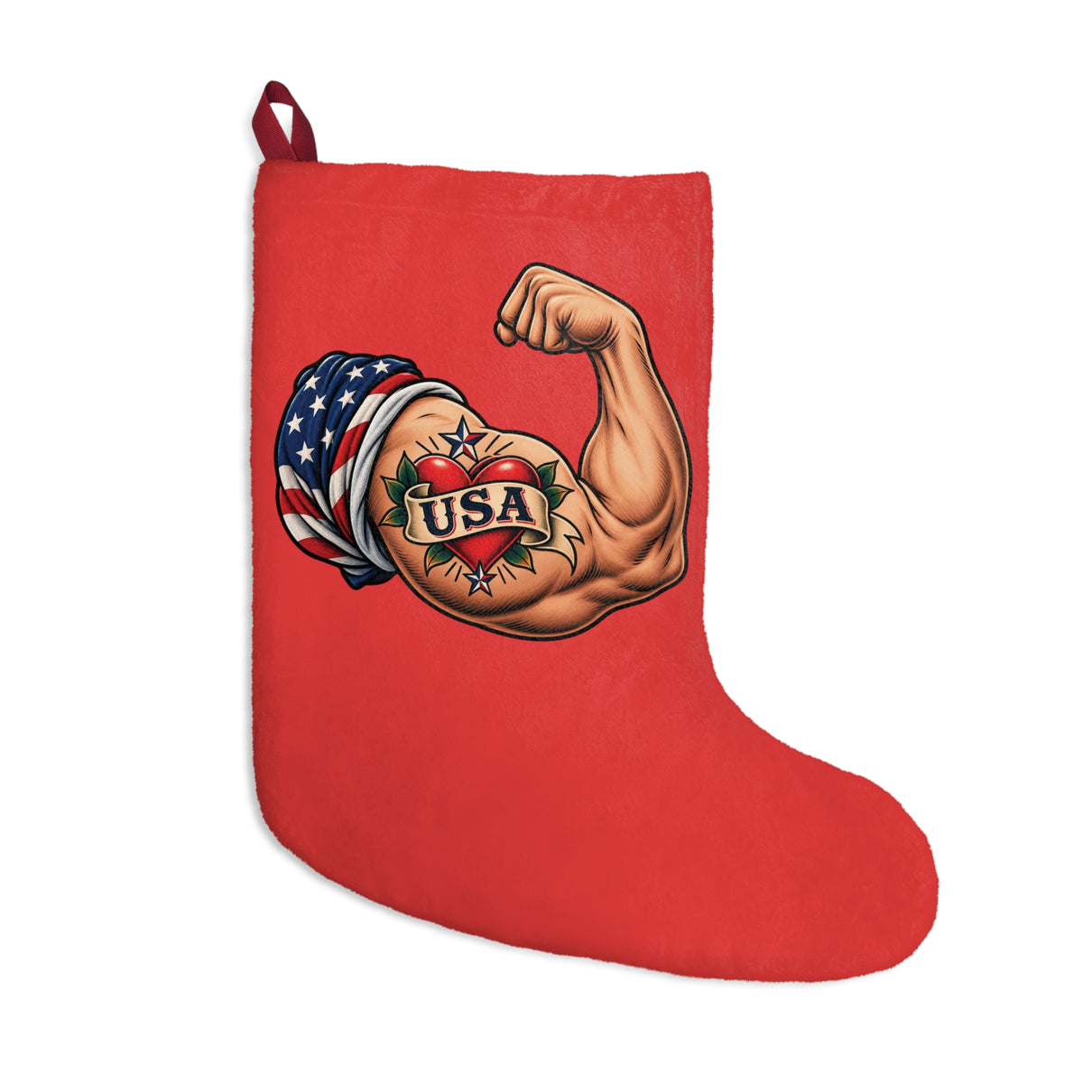 USA Tattoo Muscle Arm Christmas Stocking