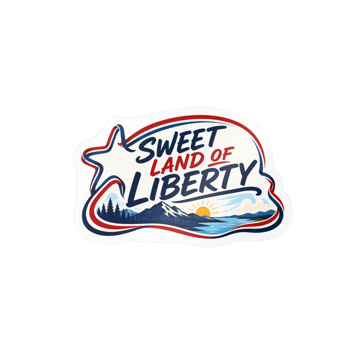 Sweet Land of Liberty Sunset Vinyl Sticker — Patriotic Kiss-Cut Decal