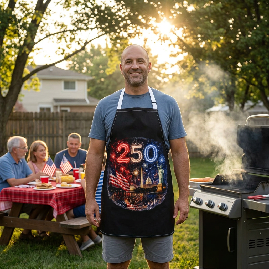 America's 250th Fireworks Celebration Apron — Patriotic BBQ & Fourth of July Cooking Apron