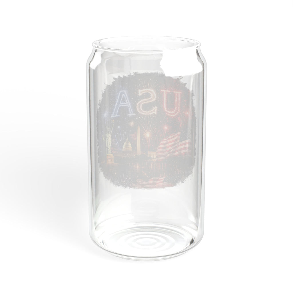 USA Fireworks Sipper Glass – 16oz Patriotic Summer Drink Cup with Straw