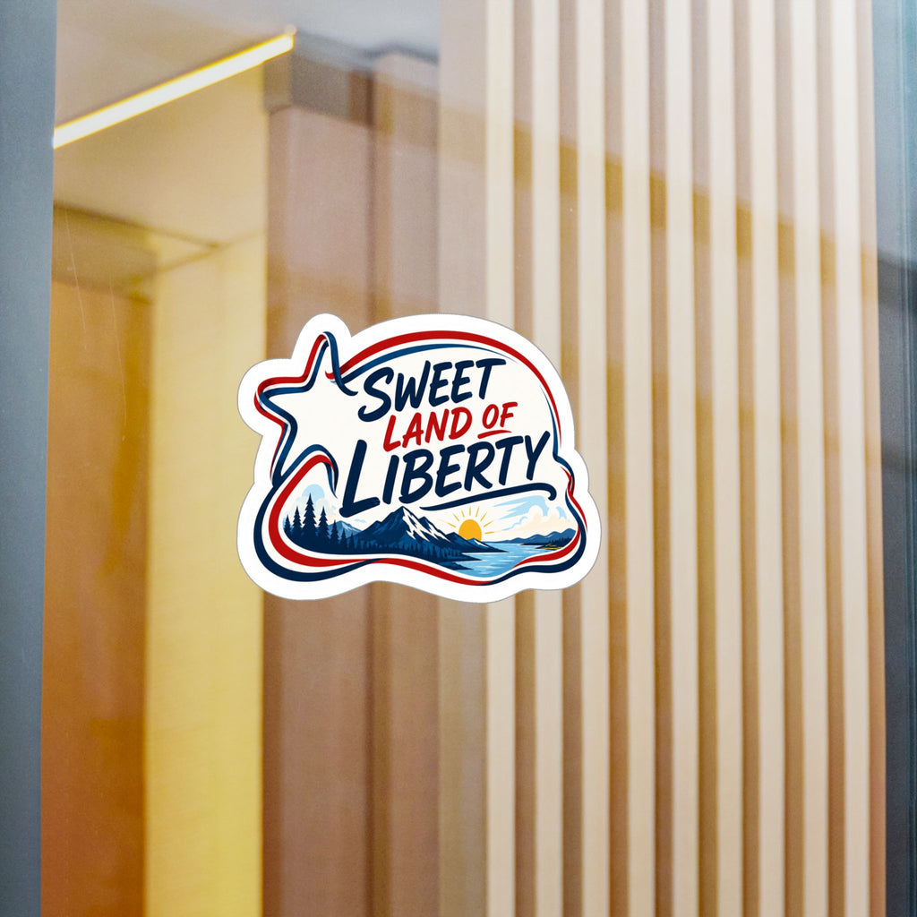 Sweet Land of Liberty Sunset Vinyl Sticker — Patriotic Kiss-Cut Decal
