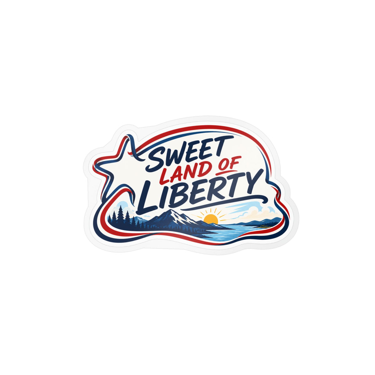 Sweet Land of Liberty Sunset Vinyl Sticker — Patriotic Kiss-Cut Decal