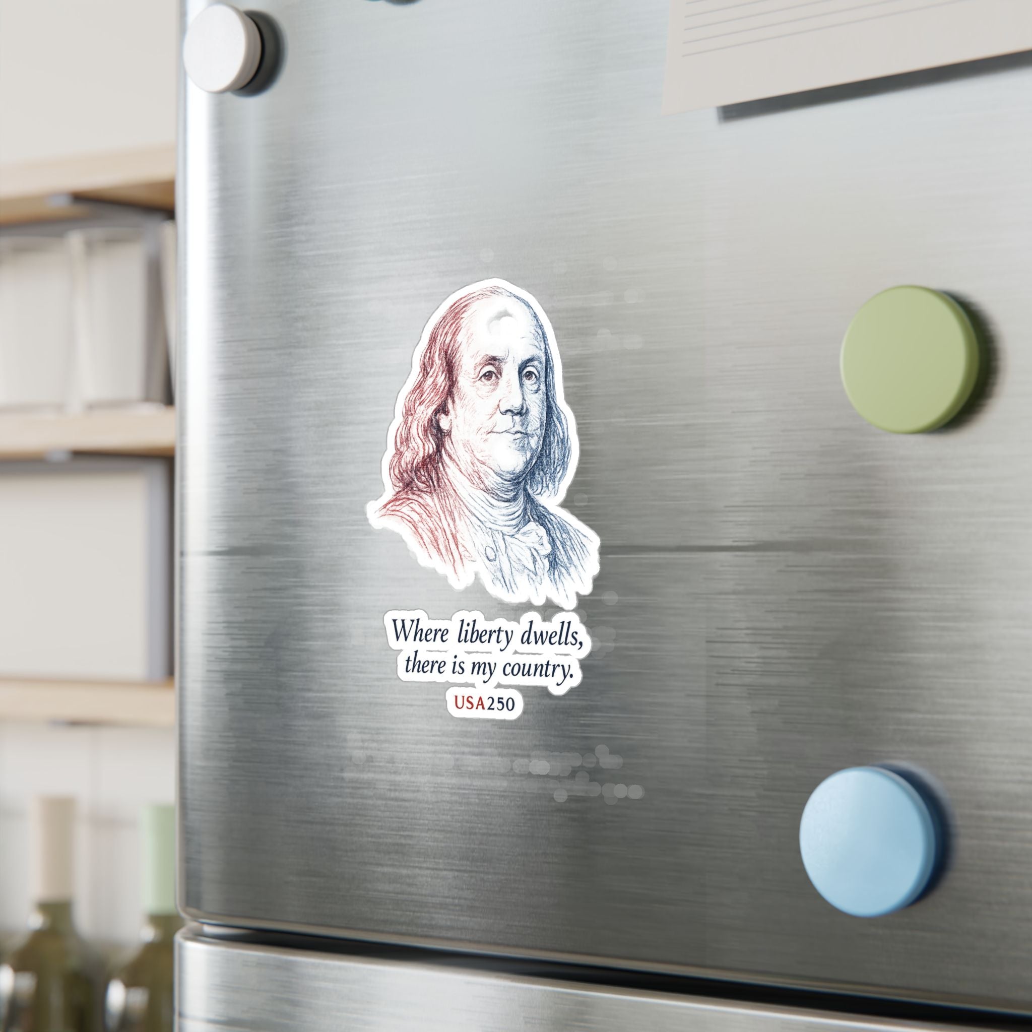 Benjamin Franklin Liberty Quote Sticker — Kiss-Cut Vinyl Decal, USA250 Patriotic Laptop/Window Decal