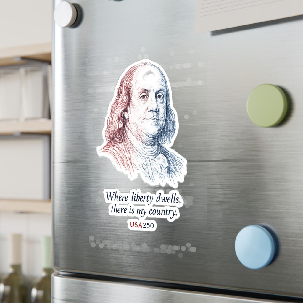 Benjamin Franklin Liberty Quote Sticker — Kiss-Cut Vinyl Decal, USA250 Patriotic Laptop/Window Decal