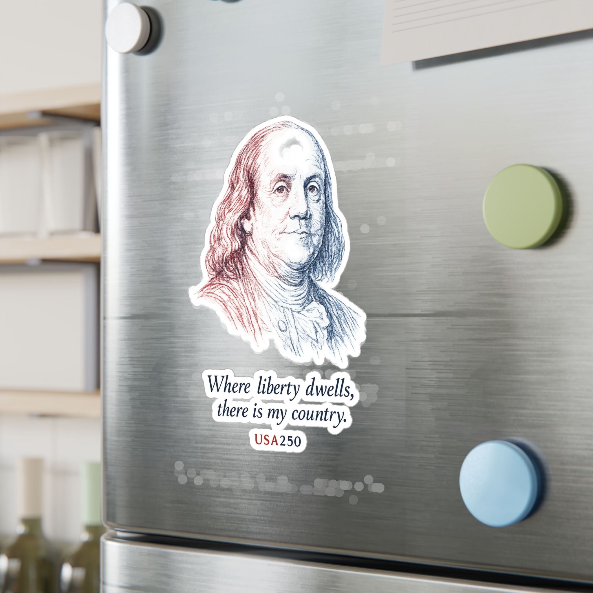 Benjamin Franklin Liberty Quote Sticker — Kiss-Cut Vinyl Decal, USA250 Patriotic Laptop/Window Decal