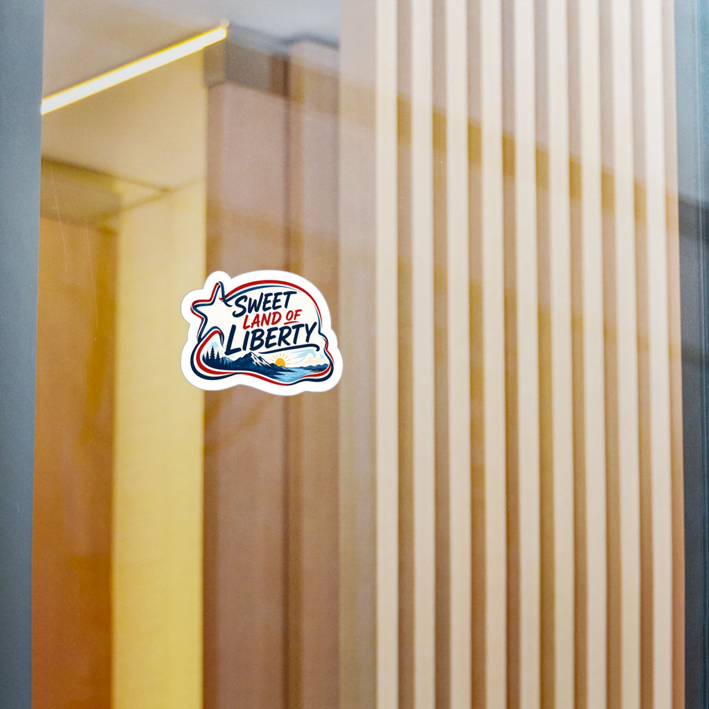Sweet Land of Liberty Sunset Vinyl Sticker — Patriotic Kiss-Cut Decal