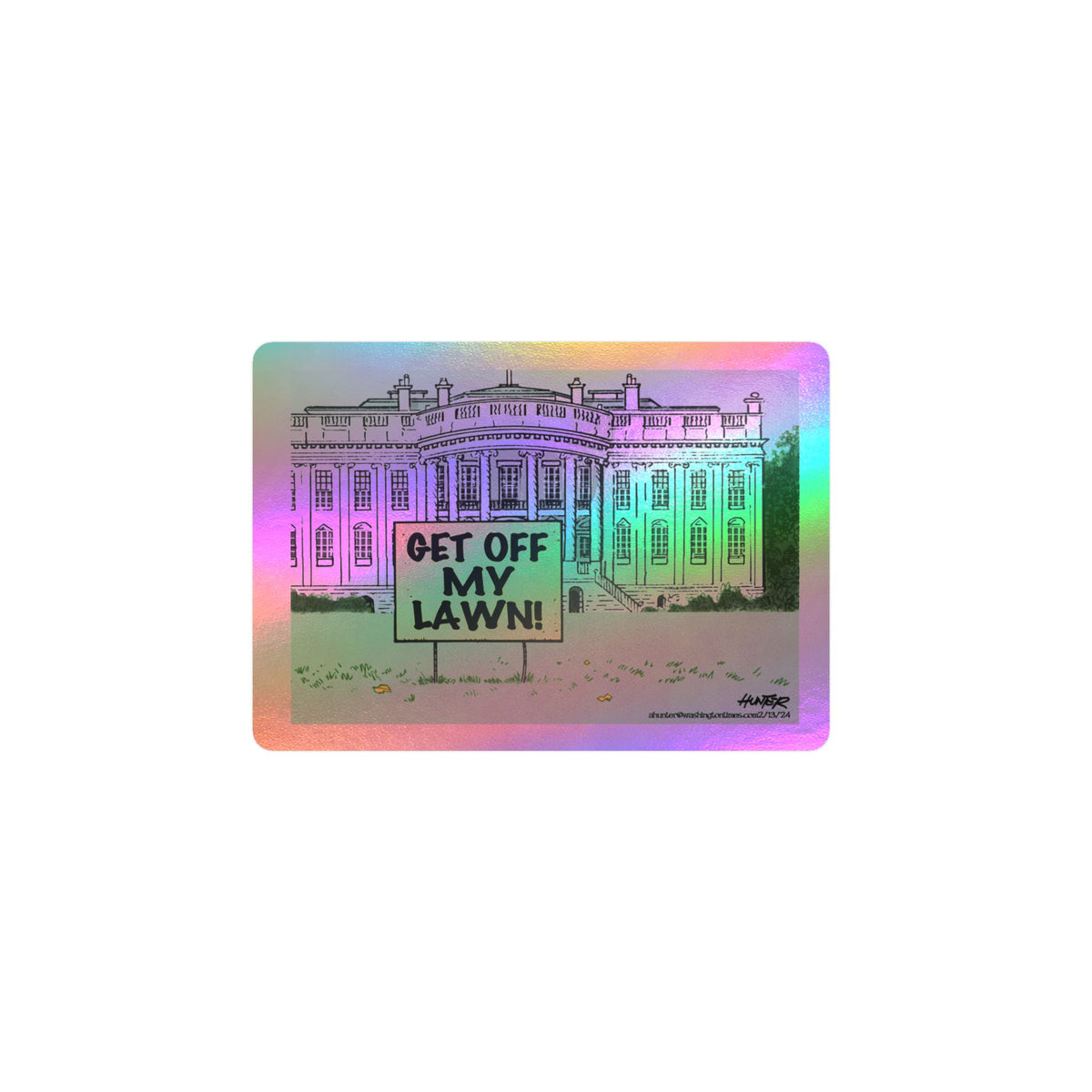 "Get Off My Lawn" White House Political Cartoon Kiss-Cut Decal - Alexander Hunter (The Washington Times)