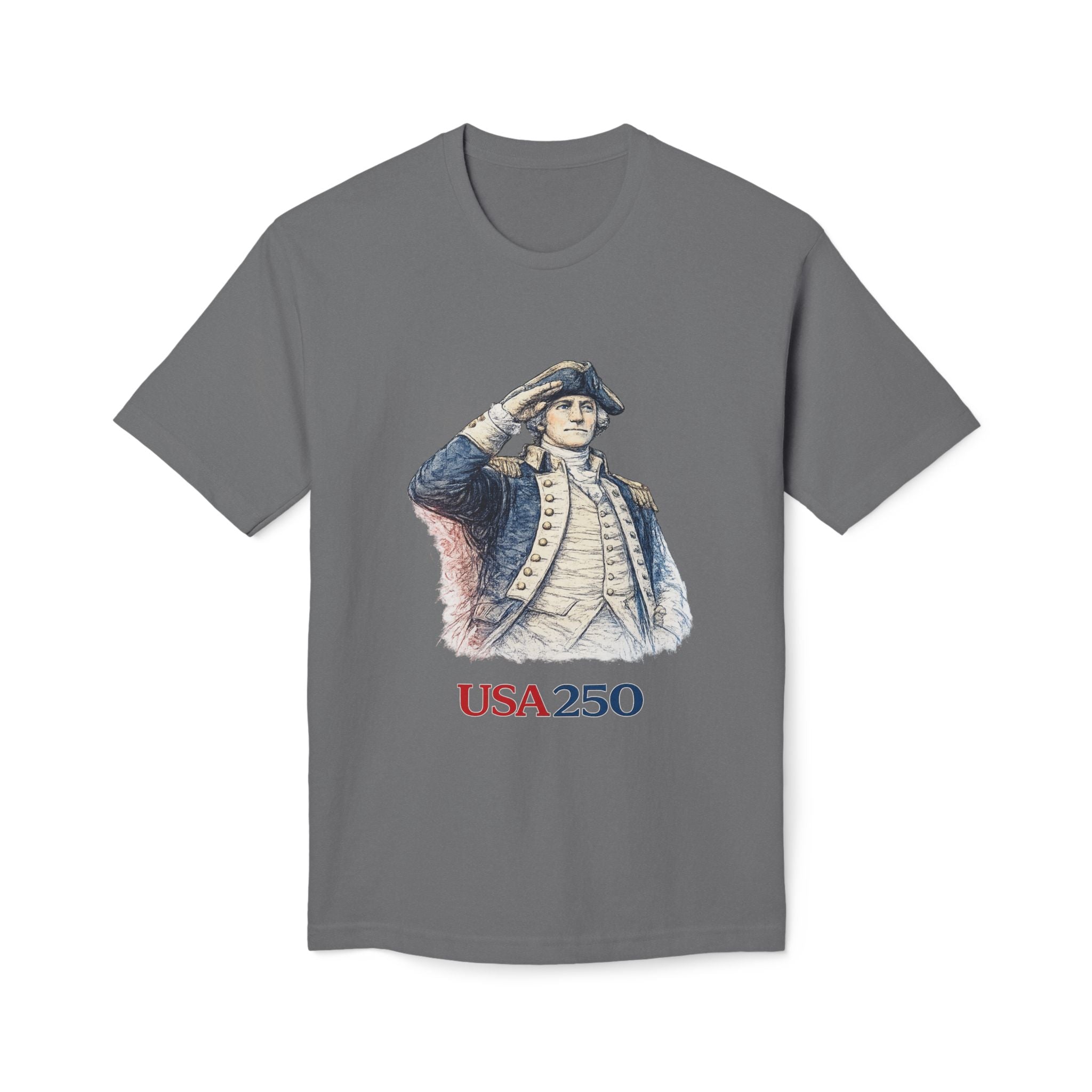 USA 250 Patriotic T-Shirt — Colonial Soldier Salute