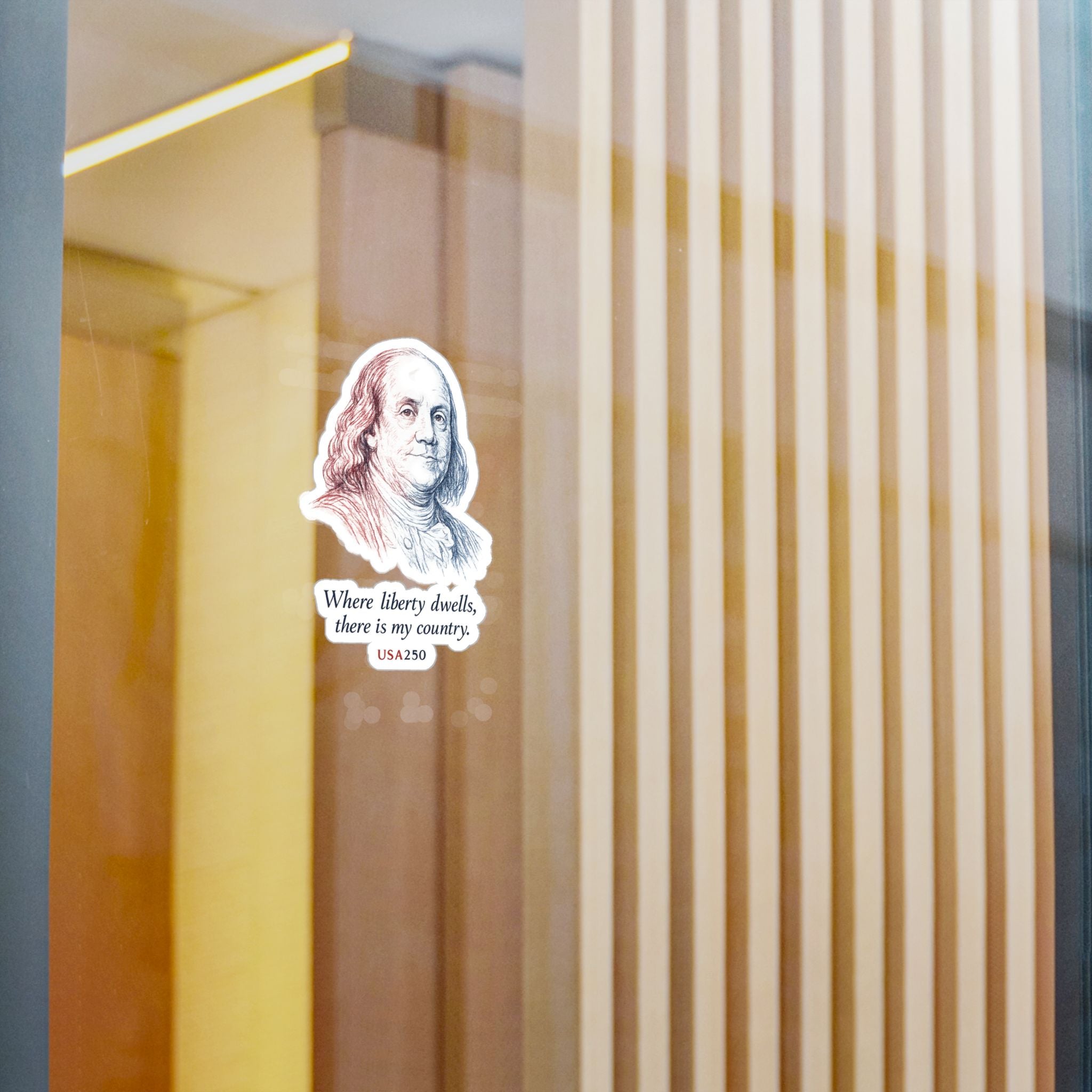 Benjamin Franklin Liberty Quote Sticker — Kiss-Cut Vinyl Decal, USA250 Patriotic Laptop/Window Decal