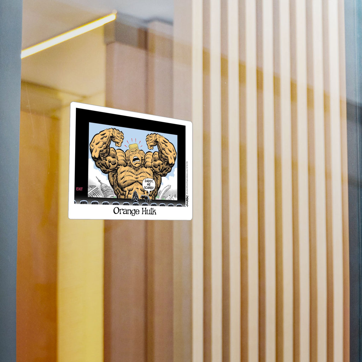 "Orange Hulk" Sticker (Kiss-Cut) - Alexander Hunter Political Cartoon (Washington Times) Vinyl Decal