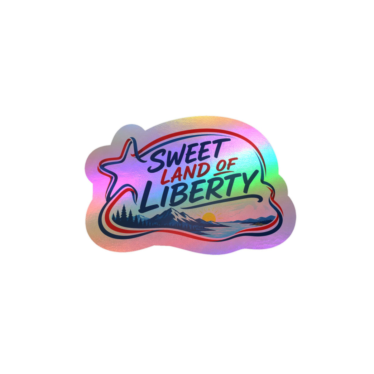 Sweet Land of Liberty Sunset Vinyl Sticker — Patriotic Kiss-Cut Decal