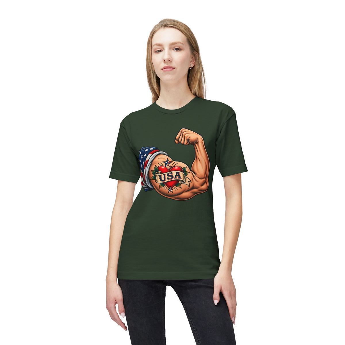 USA Tattoo On Flexed Muscle T-Shirt