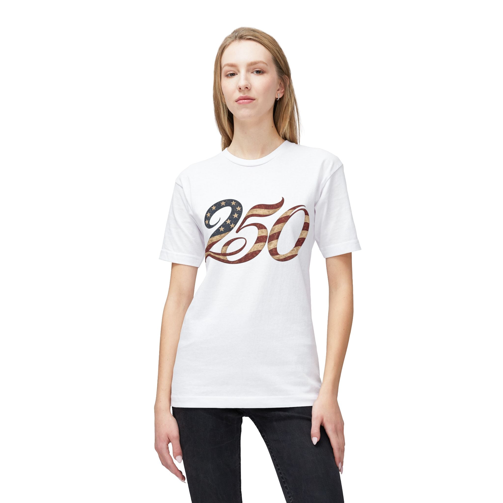 250 American Flag Number T-Shirt — Patriotic 250th Anniversary Tee