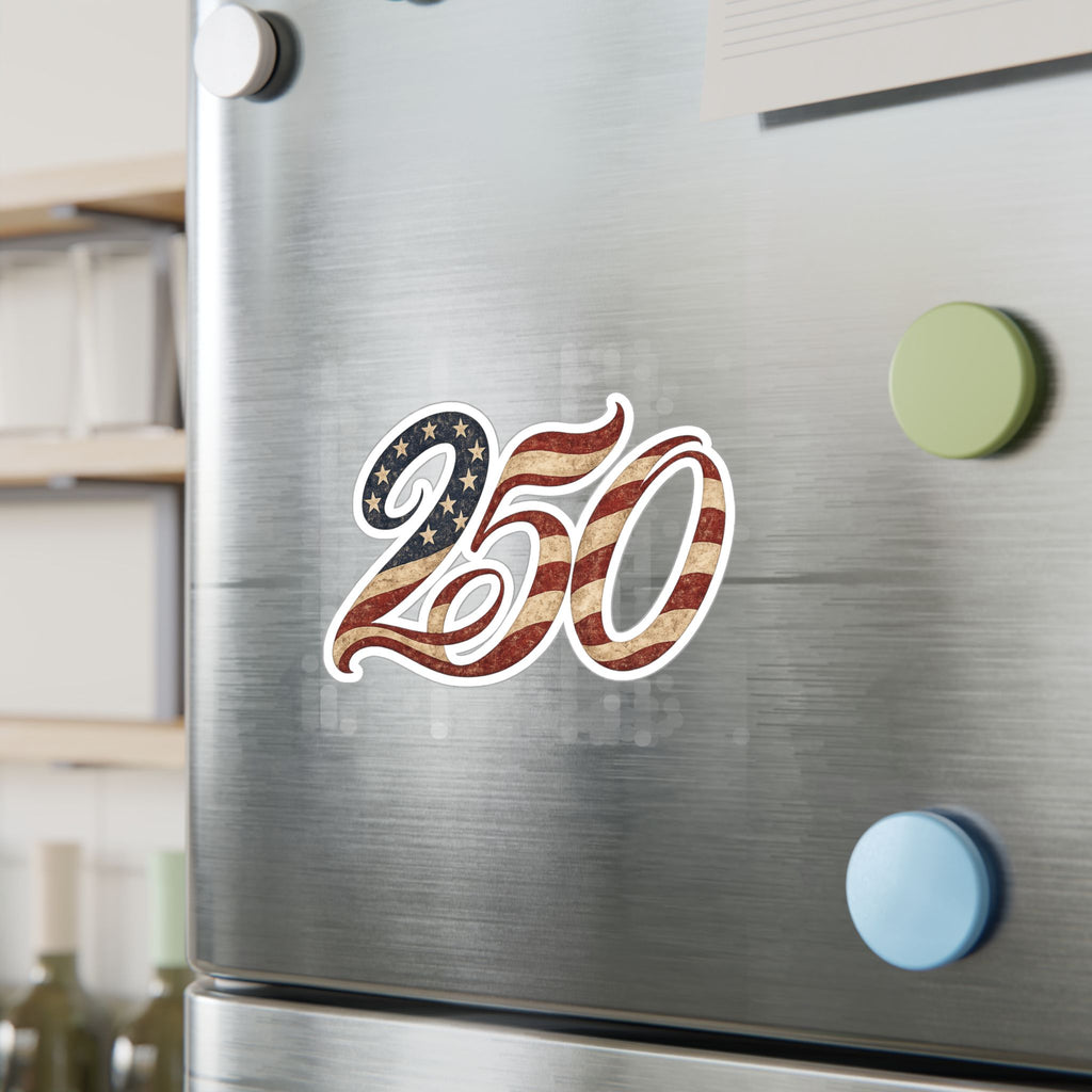 America's 250th Birthday Flag Vinyl Decal — Patriotic Kiss-Cut Sticker for Laptops, Water Bottles and More
