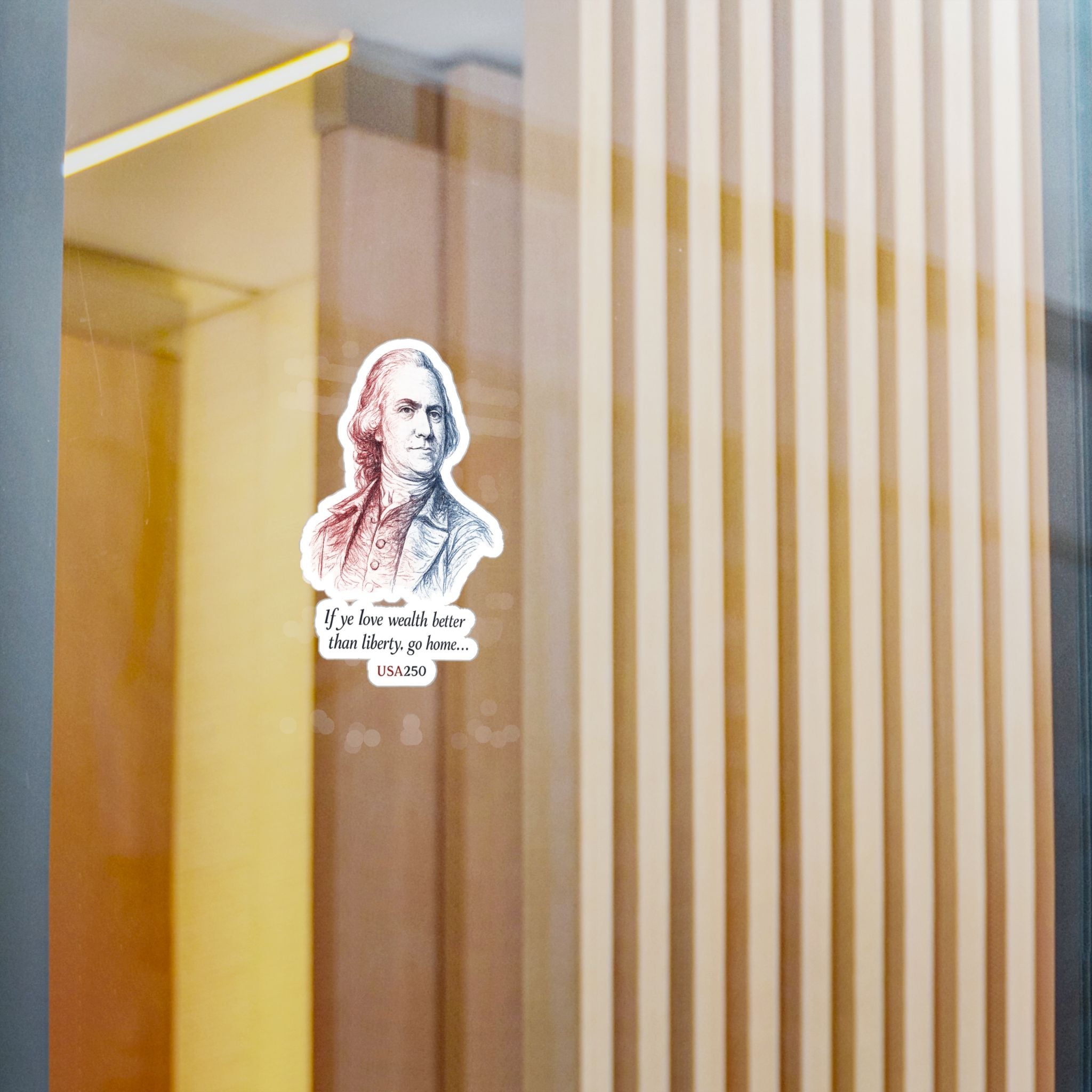 Kiss-Cut Vinyl Sticker — Samuel Adams Portrait with Quote “If you love wealth better than liberty, go home…”
