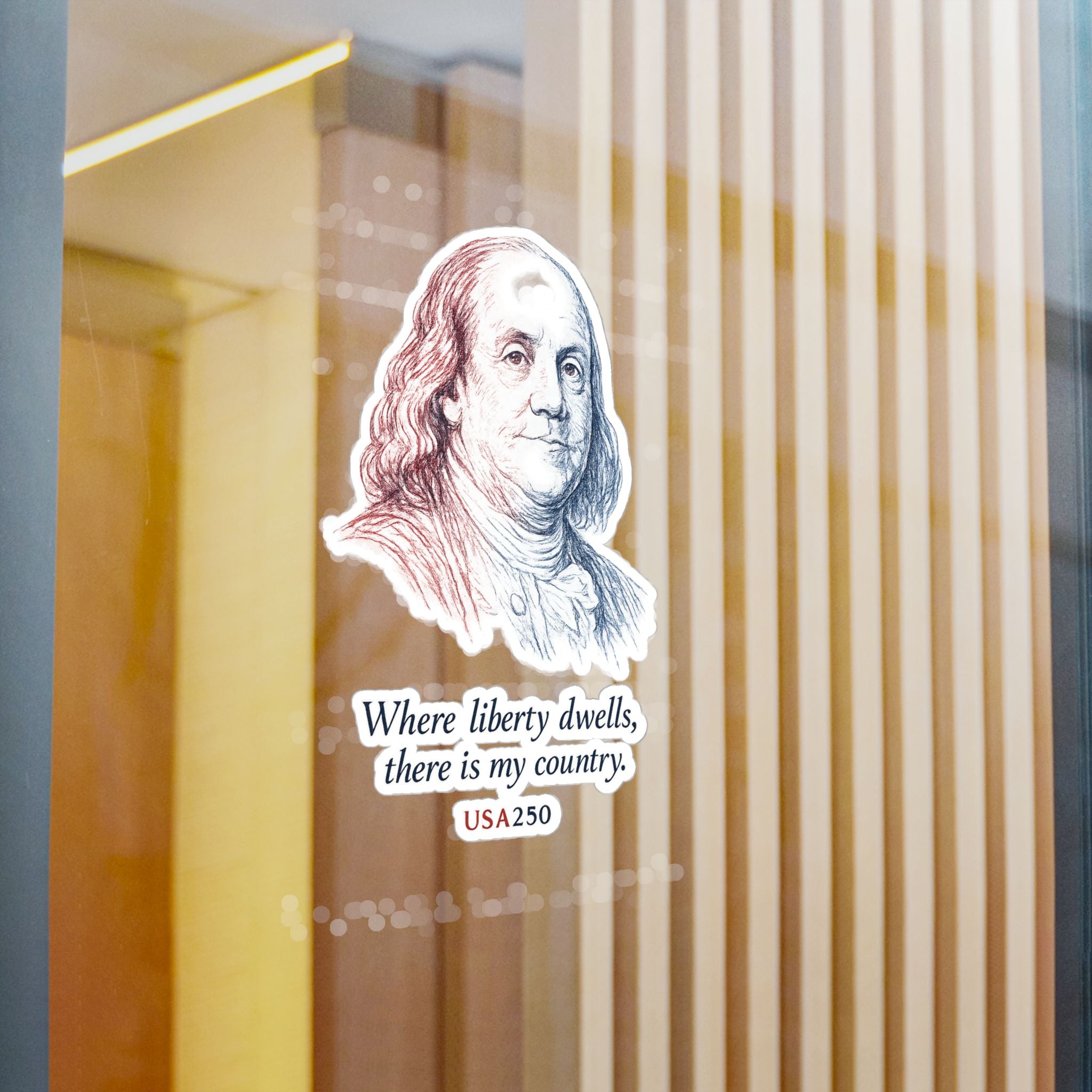Benjamin Franklin Liberty Quote Sticker — Kiss-Cut Vinyl Decal, USA250 Patriotic Laptop/Window Decal