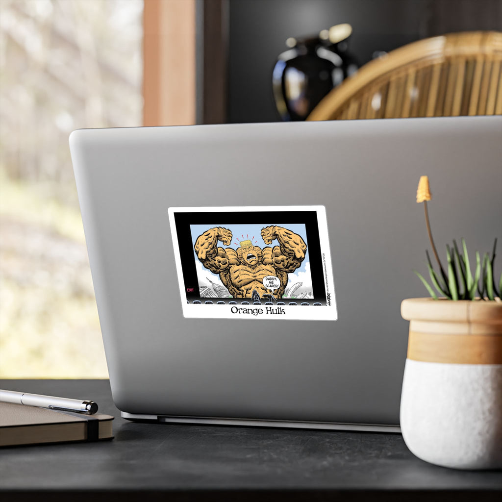 "Orange Hulk" Sticker (Kiss-Cut) - Alexander Hunter Political Cartoon (Washington Times) Vinyl Decal