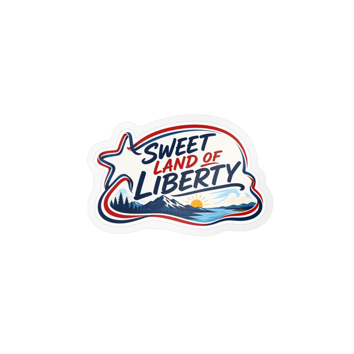 Sweet Land of Liberty Sunset Vinyl Sticker — Patriotic Kiss-Cut Decal