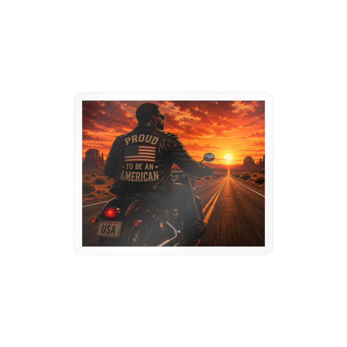 'Proud To Be An American' Biker Vinyl Sticker — Kiss-Cut Decal