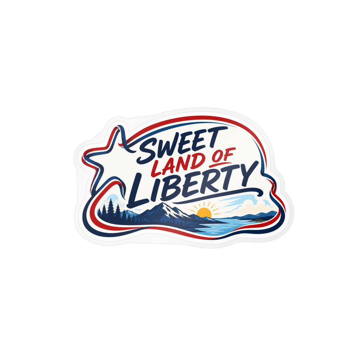 Sweet Land of Liberty Sunset Vinyl Sticker — Patriotic Kiss-Cut Decal